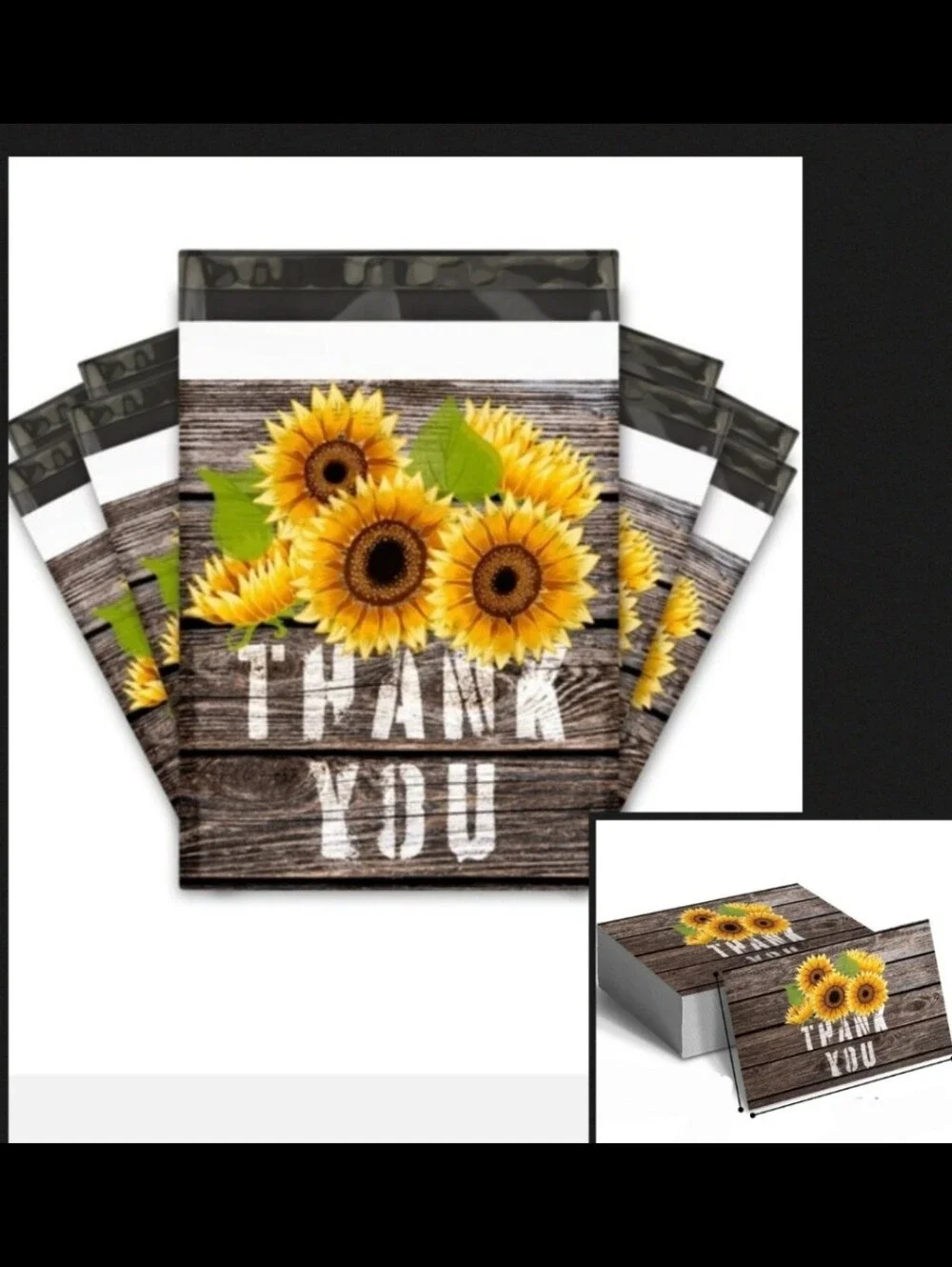 (25)10x13 POLYS + (25) 4x6 THANK YOU CARDS